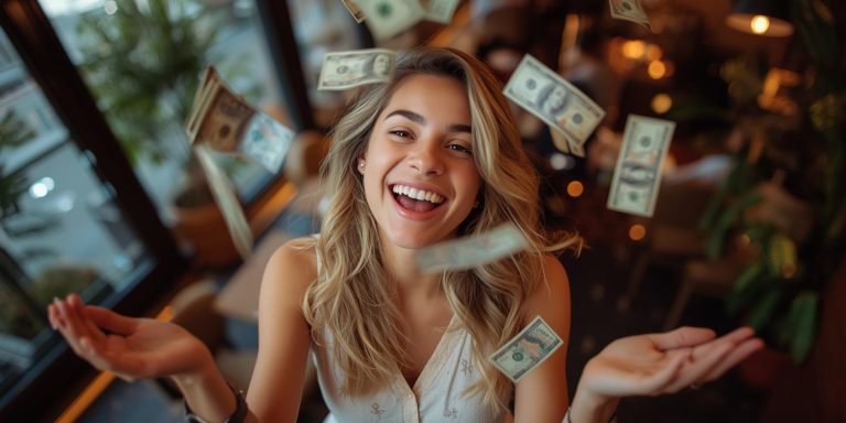 Woman practicing affirmations in front of a mirror